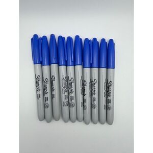 Sharpie Fine Point Permanent Markers Blue Ink 10 Count Set Office School Supply